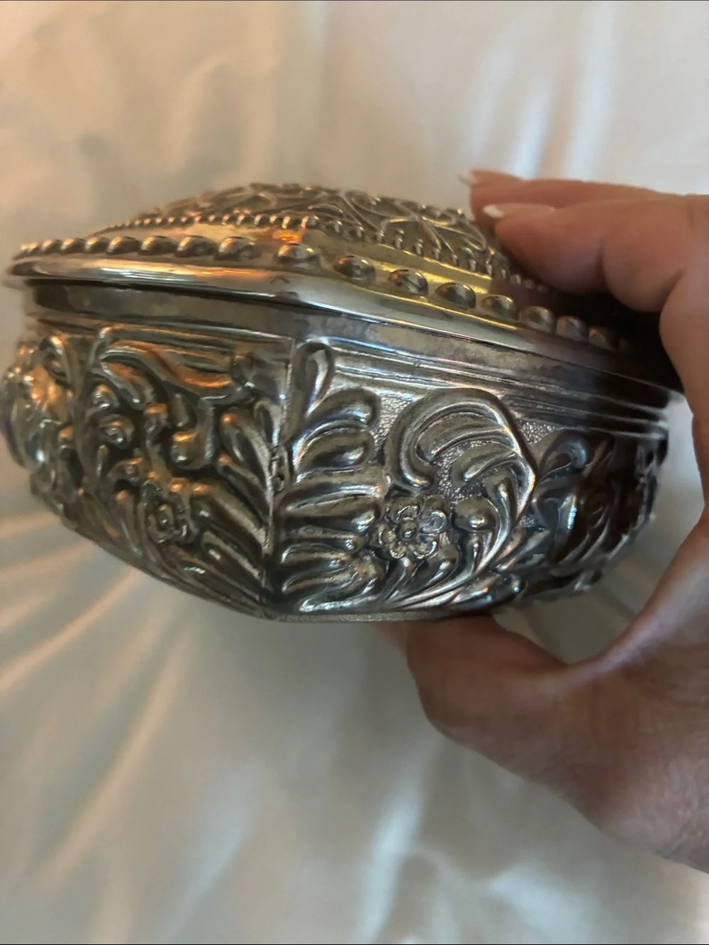 Decorative Heart Trinket Box - Silver Heart Jewelry Dish